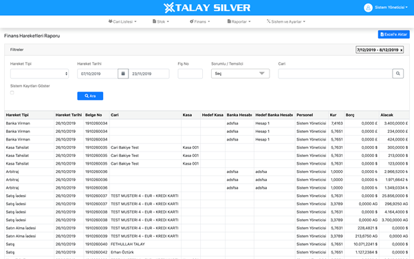 fSilver Finance Transaction Report
